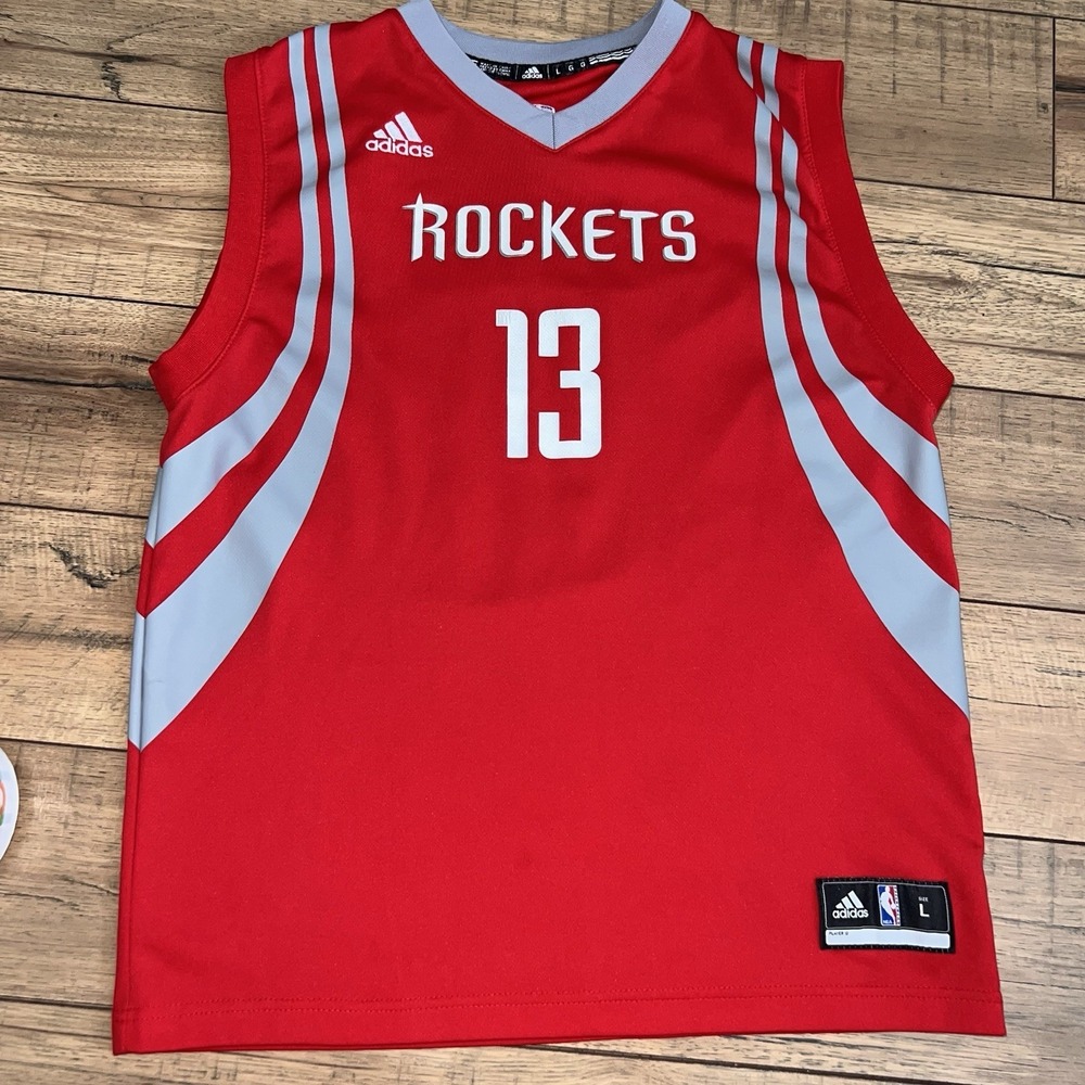 Adidas Houston Rockets James Harden Jersey Large Red Gray Basketball NBA 13 Men